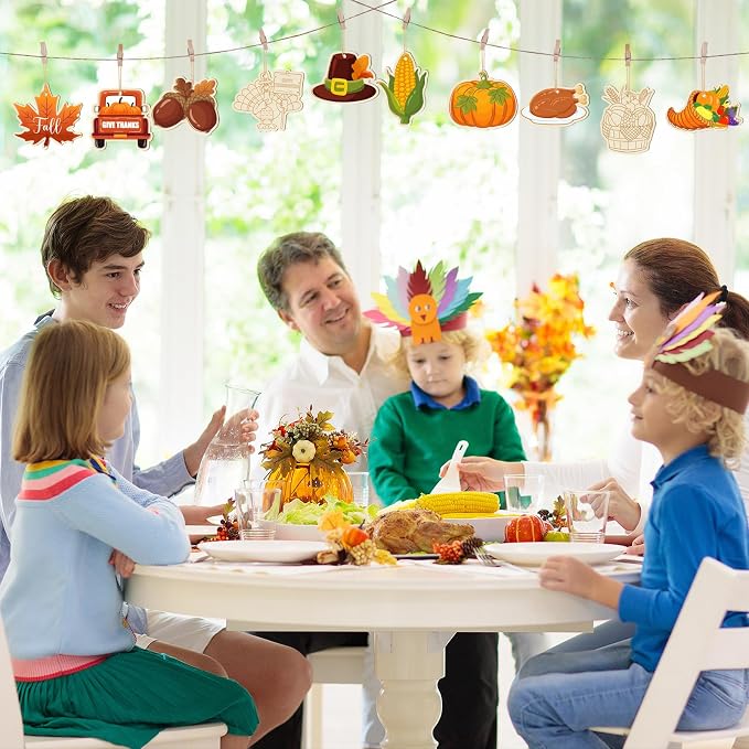 36PCS Wooden Thanksgiving Decoration Fall Ornaments to Paint Happy Thanksgiving - Image 5
