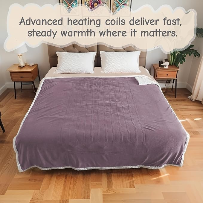 Electric Heated Blanket Twin Size 62"x84", Soft Flannel - Image 8