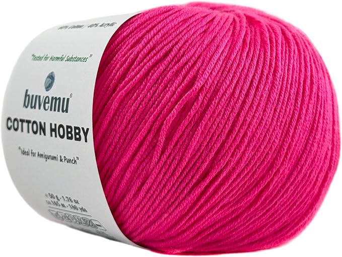 Cotton Hobby Yarn for Amigurumi Crochet & Knitting | 1.76 oz / 180 yds by buvemu