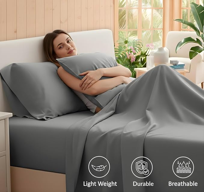 RUVANTI 100% Cotton Sheets – Twin Size Percale Bedding, Cooling & Breathable - Image 6