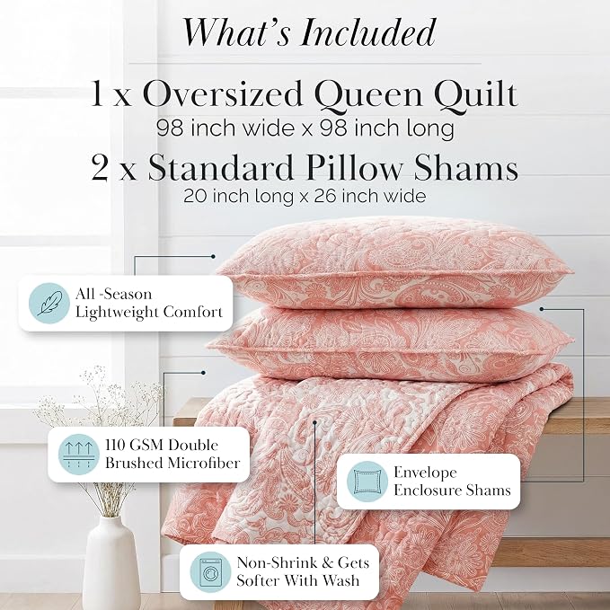 Southshore Fine Living, Inc. Paisley Quilt Queen Size Bedding Set, Summer - Image 2