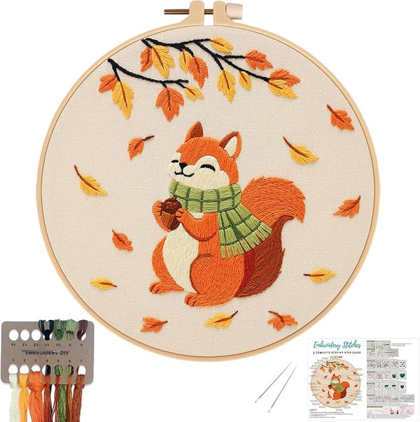 Louise Maelys Autumn Squirrel Embroidery Kit by LouiseMaelys