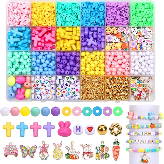 UPINS 2100+ Easter Beads for DIY Bracelet Making Jewelry Crafts Keychains | by UPINS