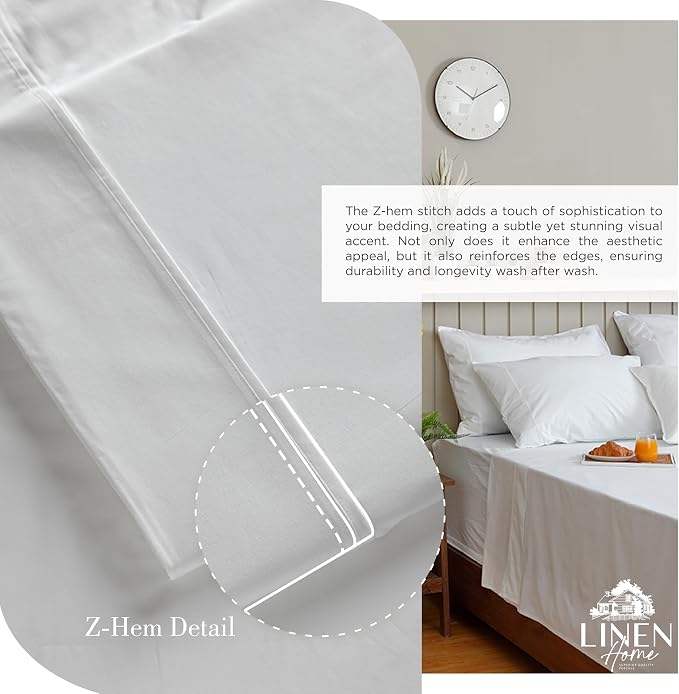 Linen Home 100% Cotton Percale Sheet Set Pack of 2, Queen Size, Deep Pocket - Image 3