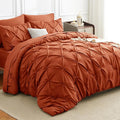 HIMEET Pintuck Bed in a Bag, 7 Pieces King Size Comforter Set Burnt Orange by Unknown
