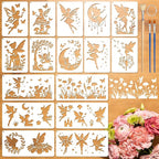 16pcs Fairy Stencils for Painting Stencils for Crafts Reusable | Butterfly Moon by Unknown