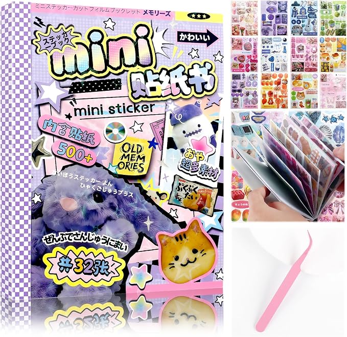 Tmtains 32 Sheets Japanese Manga Style Sticker Book 500+Pcs Heisei Retro by Tmtains