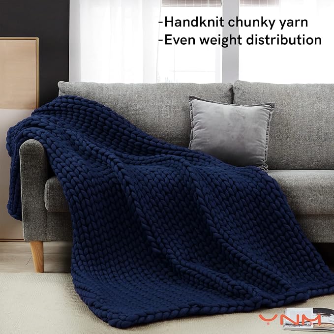 YnM Knitted Weighted Blanket, Hand Made Chunky Knit Weighted Throw Blanket - Image 2