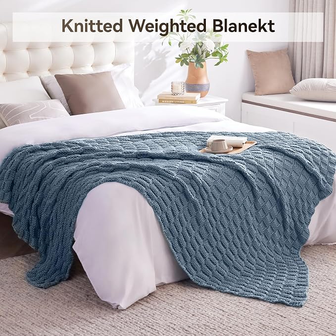 Knitted Weighted Blanket for Adult, No Beads Heavy Blanket 50” x 60'' 5lbs - Image 6