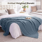 Knitted Weighted Blanket for Adult, No Beads Heavy Blanket 48” x 72'' 12lbs - Image 6