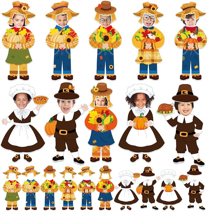 gisgfim 80Pcs Fall Scarecrow Cutouts Fall Thanksgiving Decorations Bulletin by gisgfim