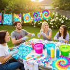 Abbylike 180 Pcs Tie Dye Party Supplies, 36 Cotton Drawstring Backpack 36 White - Image 6