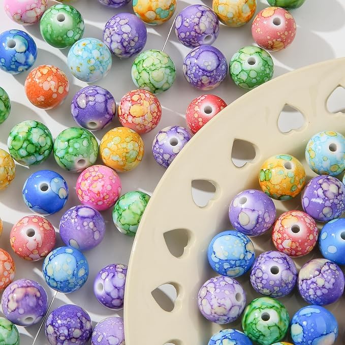 16mm Acrylic Beads 100pcs Chinese Ceramic Style Spacer Bead Loose Beads - Image 6