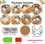8 Pack Halloween Diamond Art Coasters, Ghost Diamond Painting Coasters Kits | - Image 2