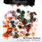 90PCS Flower PET Stickers, Waterproof Transparent Floral Designs - Image 2