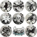 Clendo 8 Pcs Gothic Diamond Art Coasters Kit by Clendo