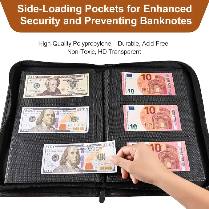 Currency Album with 180 Pockets – WITHYU Ringless Banknote Collection Album - Image 3