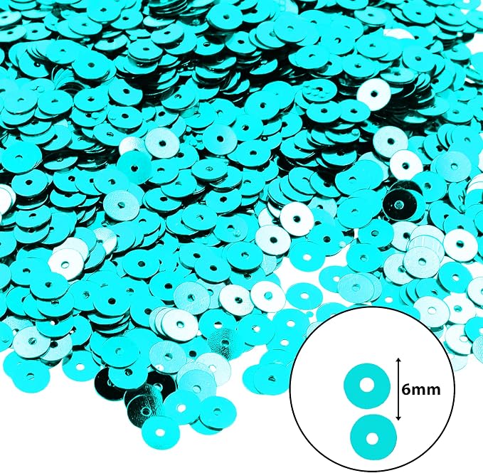 Mandala Crafts 6mm Flat Round Teal Sequins - Image 3
