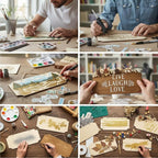 Patelai 20 Pcs Unfinished Hanging Wood Sign 9.8 x 3.9 Inch Rectangle Blank - Image 7