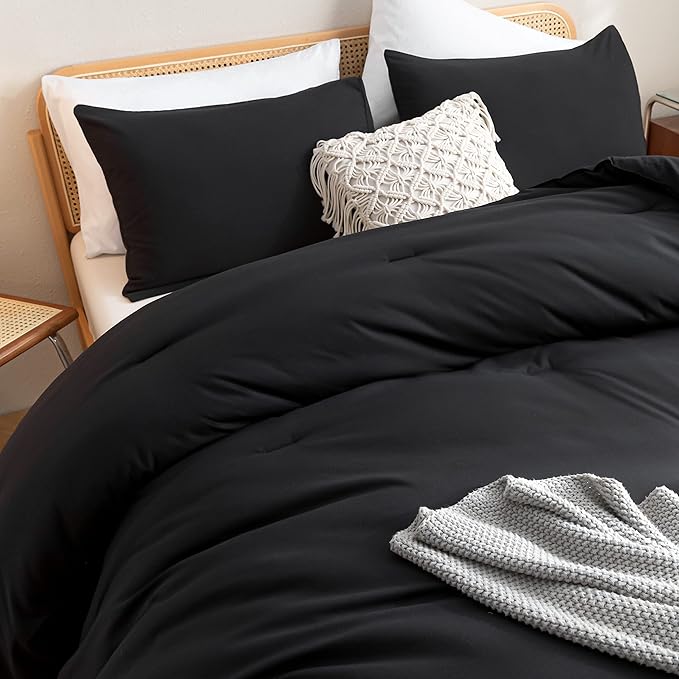 ROSGONIA King Size Comforter Set Black, All Season Bedding Lightweight by ROSGONIA
