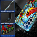 for Samsung Galaxy S23 Case, Stained Glass Cardinal Bird Pattern Glossy 2 in 1 - Image 4