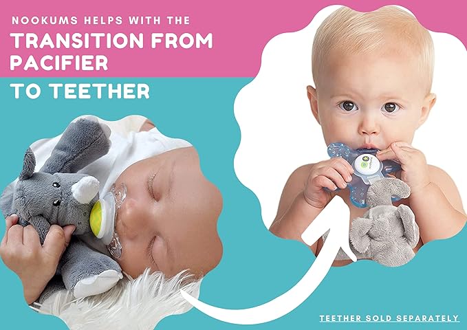 Nookums Paci-Plushies Shakies - Pacifier Holder with Built in Rattle (2 in 1)- Adapts to Name Brand Pacifiers, Suitable for All Ages, Plush Toy Includes Detachable Pacifier (Bull Dog)