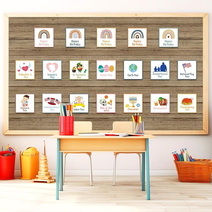 Qyeahkj Wood Grain Bulletin Board Paper Roll Rustic Bulletin Board Background - Image 5