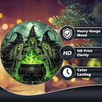Skeleton Witches Halloween Metal Tin Sign Round Wall Decor Green Magic Potion - Image 4