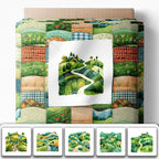 Patchwork Green Hills Cotton Fabric Panel – 6 Designs + Bonus Sheet 29.5×19.6 - Image 2