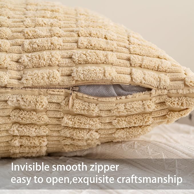 Aegero Pack of 2 Corduroy Decorative Throw Pillow Covers 12x24 Inch Soft - Image 3