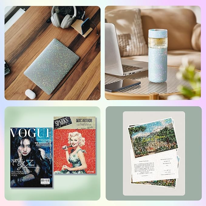 36 Sheets Holographic Laminate Sheets Clear Self Adhesive Sticker Paper | - Image 6