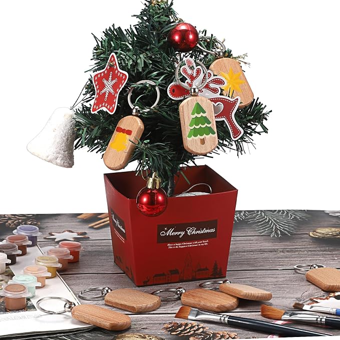 JUXYES 200 PCS Unfinished Wooden Keychain Blanks - Image 9