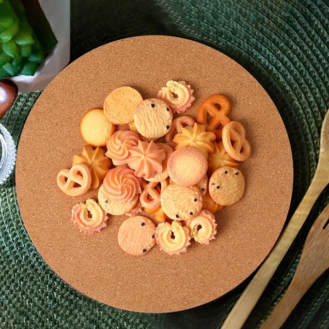 Boao 6 Pcs 12 Inch Large Cork Plant Coaster Round Cork Mat Trivet Absorbent - Image 5