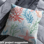 Starfish Fabric by The Yard, Underwater Watercolor Coral Seaweed Soft Flannel - Image 3
