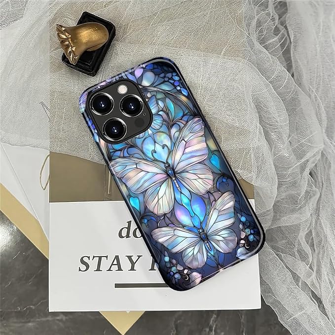 ZHEGAILIAN Case for iPhone 13 Pro Max, Stained Glass Butterfly Aesthetic - Image 6