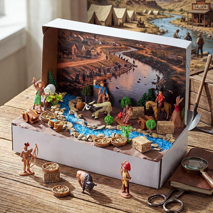 48 Pcs Western Cowboy Diorama Kit Habitat Project Box Set Wild West Diorama - Image 2
