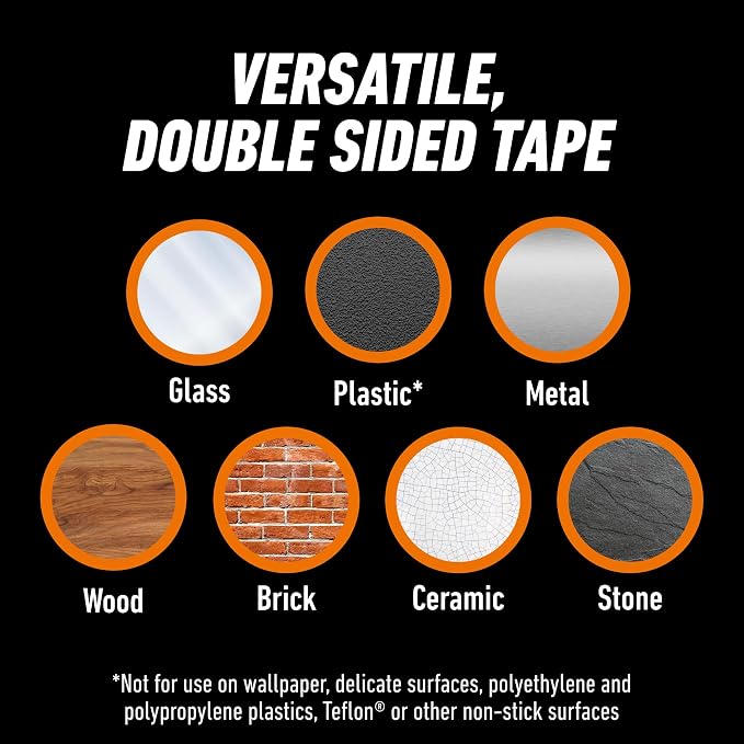 Gorilla Tough & Clear Double Sided Tape Squares, 24 1" Pre-Cut Mounting Squares - Image 4