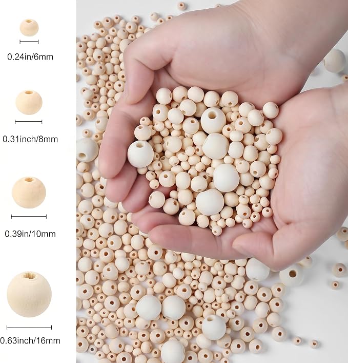 Natural Wood Beads Bulk Unfinished Round Wooden Beads - Image 2