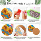 EWJRNSF 6 PCS Sunflower Diamond Painting Coasters Kit - Image 3