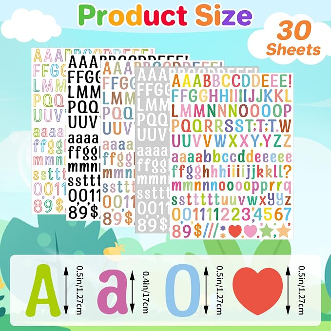 Letter Stickers 0.5 inch, Self-Adhesive Vinyl Waterproof ABC Letter Stickers - Image 2