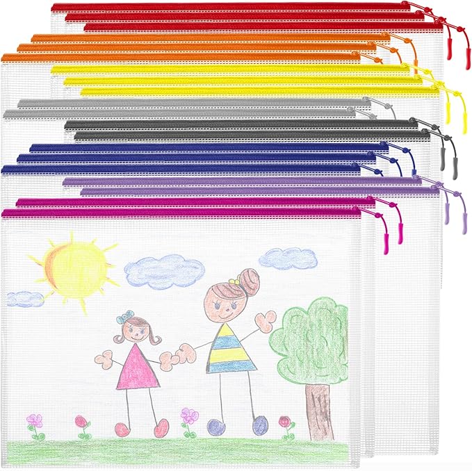 YOPCDJ 20PCS Mesh Zipper Pouch Bags, A4 13x9 Inches Waterproof Mesh Bags by YOPCDJ