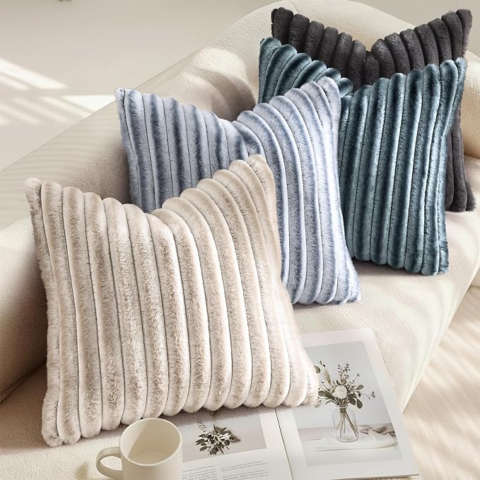 decorUhome Cozy Faux Fur Throw Pillow Covers 12x20 Set of 2 Decorative Soft - Image 4