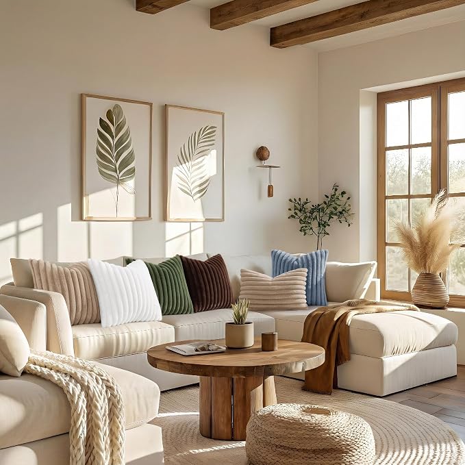 decorUhome Summer Cozy Faux Fur Throw Pillow Covers 24x24 Set of 2 Decorative - Image 6