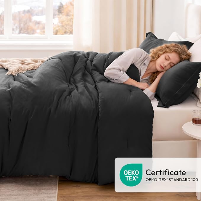 Love's cabin Black King Size Comforter Set, 3-Piece Prewashed Bed Set - Image 5