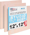 U.S. Art Supply 12" x 12" Unfinished Cradled Wood Panels by USArtSupply