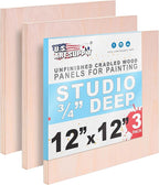 U.S. Art Supply 12" x 12" Unfinished Cradled Wood Panels by USArtSupply