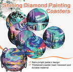 ijbnhd 8 Pcs Aurora Diamond Art Coasters Kits Landscape 4x4 inch | Diamond - Image 8