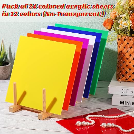Maitys 24 Pcs Colored Acrylic Sheets, 8 x 8 Inch Opaque Colored Acrylic Sheets - Image 3