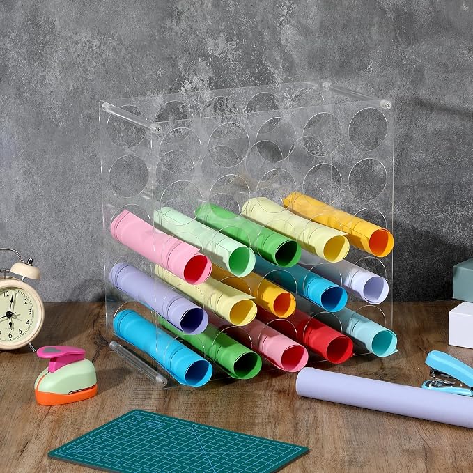2-Pack 25 Holes Rack Vinyl Holder Acrylic Vinyl Roll Storage - Image 5