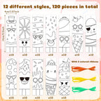 120Pcs Ice Cream Color Your Own Bookmarks - Image 2